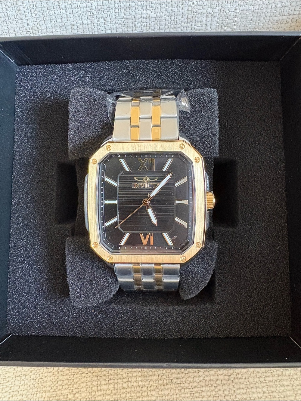 Invicta Men’s Two-Tone Black & Gold Rectangular Watch NWT - GREAT GIFT